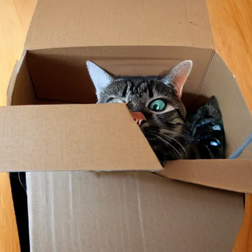 Image similar to cat flying in the box