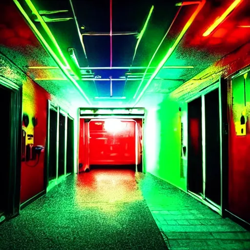 Image similar to a monster, neon lights, red, blue, green, dramatic lighting, heroic exposure, cool