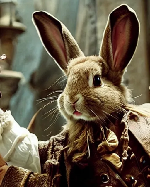 Prompt: A bunny in the movie pirates of the Caribbean ,