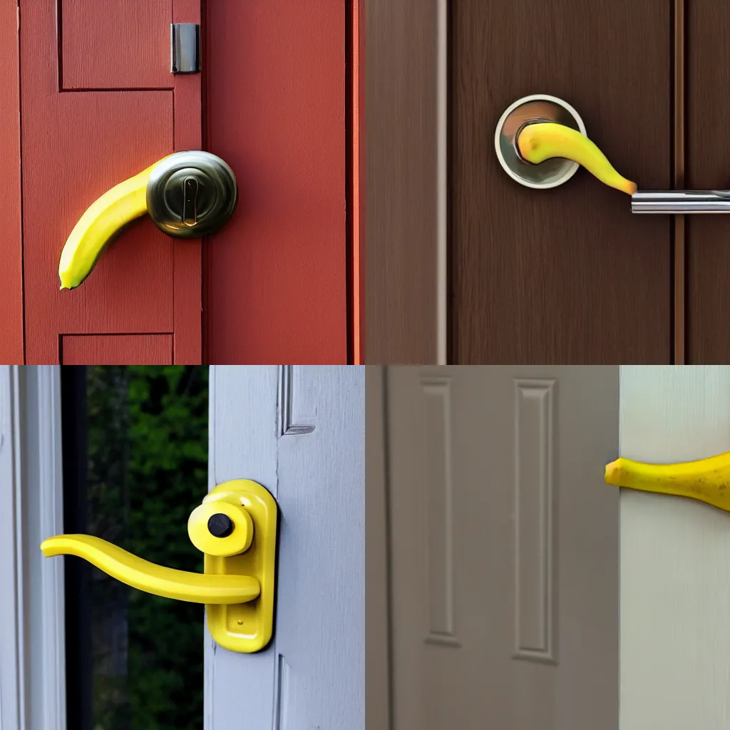 Prompt: a door handle shaped like a banana