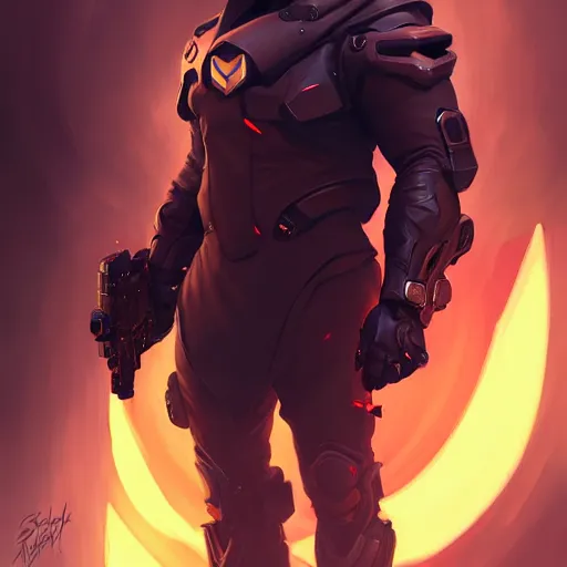 Image similar to Gabriel Reyes Reaper by Stanley Artgerm Lau, greg rutkowski, thomas kindkade, alphonse mucha, loish, Norman Rockwell, Overwatch, concept art, game art, digital painting, digital art, portrait