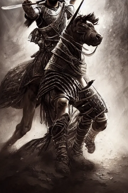 Prompt: portrait of a Persian Prince fighting at war, warrior, brutal battle, handsome prince, shaved face, attractive young man, heroic pose, persian style architecture, dramatic lighting, dark and horror, action and tragedy, dust and blood, intricate, wild, highly detailed, digital painting, artstation, concept art, smooth, sharp focus, illustration, art by artgerm and greg rutkowski and alphonse mucha, footage from space camera