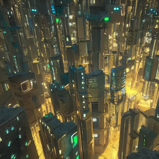 Image similar to photo of a futuristic city in a dystopian future made of electronic components. Very detailed 8k. Unreal engine 5 render with nanite, global illumination and path tracing. Cinematic post processing.