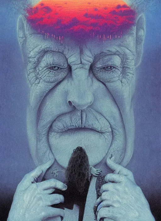 Image similar to alex jones by lisa frank and zdzislaw beksinski