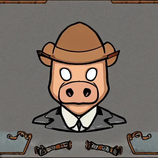 Prompt: anthropomorphic pig from rusty lake : roots ( 2 0 1 6 videogame ), very detailed face