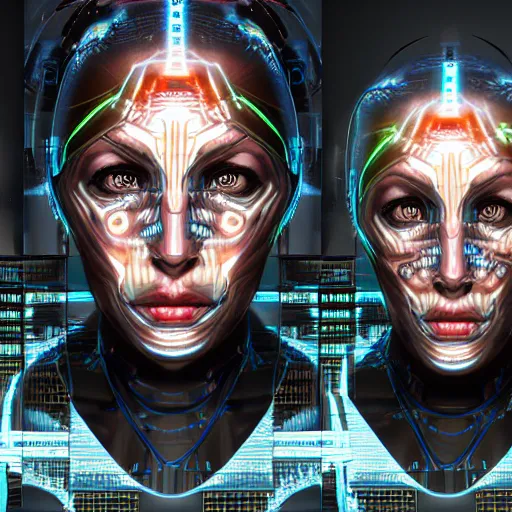 Prompt: revolt of the artificial intelligences, high detail, realistic, symmetrical face, art by unreal engine 5 art