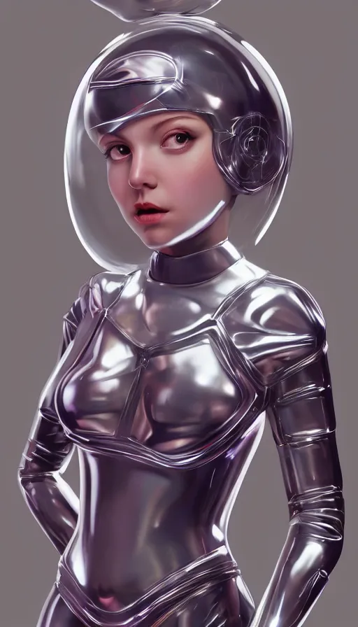Prompt: Goddess Princess Rosalina with a symmetrical face in a full body Zero Suit by Ilya Kuvshinov, glass bubble helmet metal mech chrome suit neon lights, concept art Hyper realistic photorealistic redshift render, artstation