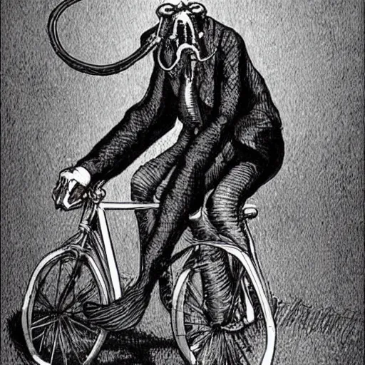 Prompt: cthulu riding a bicycle, realistic,