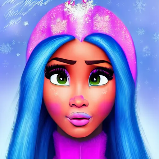 Image similar to nicki minaj is a character from frozen, digital art