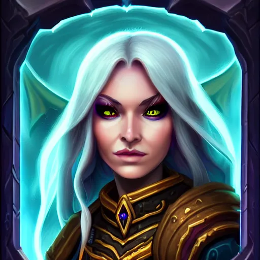 Image similar to Portrait of a sorceress, Hearthstone official trending art, exagerated accurate details, trending on MasterpieceStation in category 'Perfect eyes'