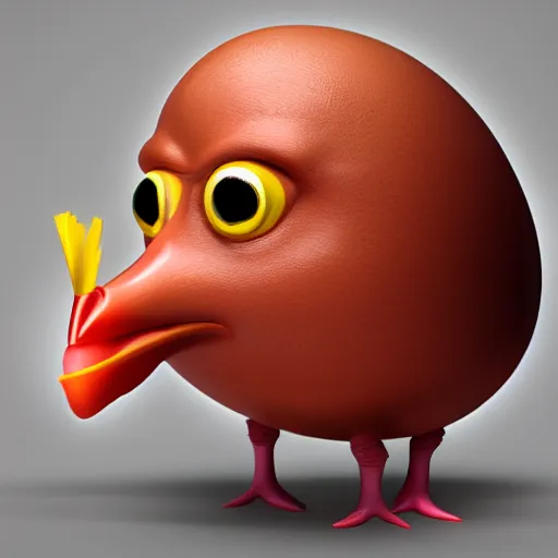 Prompt: anthropomorphic chicken egg with human eyebrows eyes nose and a large mouth with a blank background, trending on Artstation, highly detailed, hyper realistic, vibrant colors, HD wallpaper, 4k, photorealistic, digital art