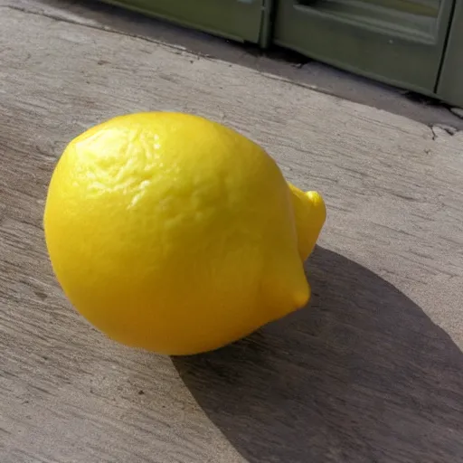 Image similar to i saw a lemon that looks human, i will describe it as in shape of a human with legs of lemons and round body.