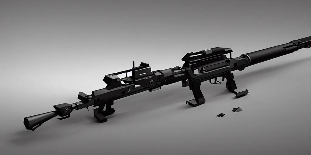 Prompt: a futuristic rifle designed by jsezz john seru and aaron de leon concept art, matte, sharp focus, illustration