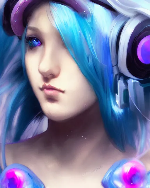 Image similar to pretty girl djing at a rave, blue hair, rem rezero, sharp focus, digital painting, 8 k, concept art, art by wlop, artgerm, greg rutkowski and alphonse mucha