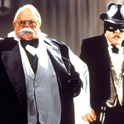 Image similar to film still of wilford brimley as the penguin in batman 1 9 9 1.