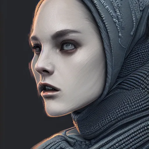 Image similar to portrait of alyx vance wearing a gray hoodie, sci - fi, intricate, elegant, highly detailed, digital painting, artstation, concept art, smooth, sharp focus, illustration, by bartek fedyczak, erak note, tooth wu, neil richards, kan liu, siwoo kim, jisu choe