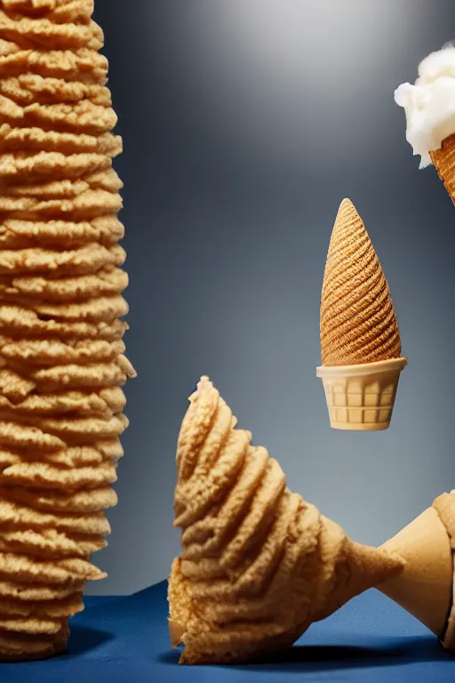 Image similar to 📷 conan o'brien the ice - cream cone 🍦, made of food, still image, dynamic lighting, 4 k