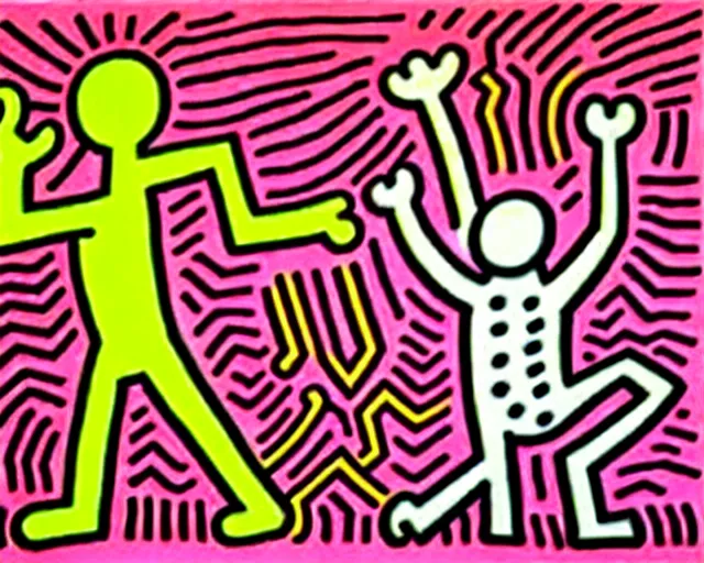 Image similar to artwork by keith haring