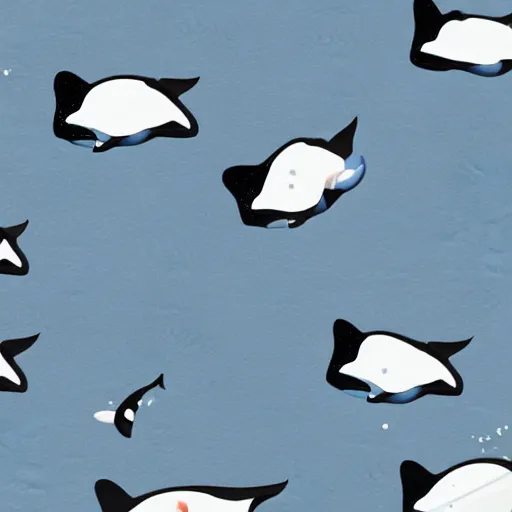 Prompt: Cute orca whale swim isolated cartoon animal illustration flat style sticker icon design premium
