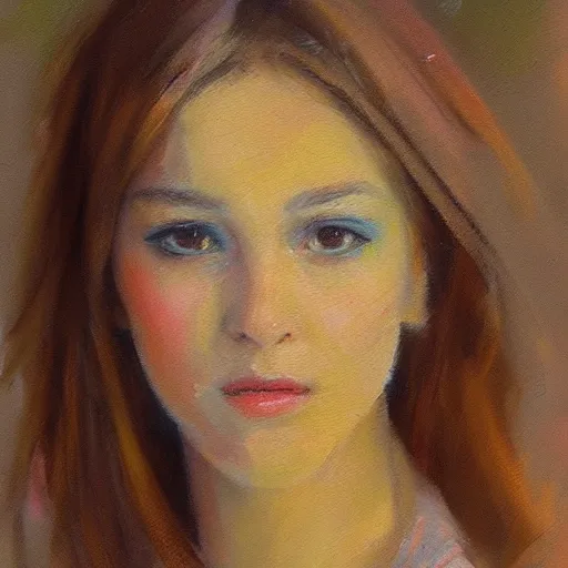 Prompt: Richard Schmid painting of a young beautiful