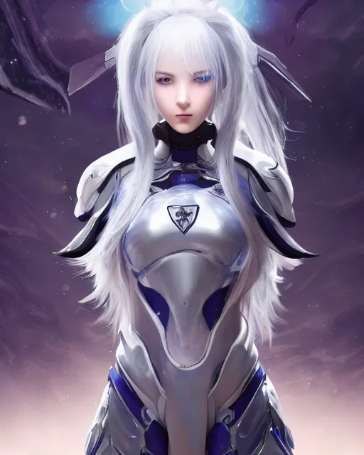 Prompt: perfect white haired girl, warframe armor, beautiful, dreamy, pretty face, blue eyes, portrait, detailed, bright light, scifi, amazing, utopian architecture in the background, laboratory, 4 k, ultra realistic, aura of light, cinematic, high detail, masterpiece, art by akihito tsukushi, akasuki brightmind