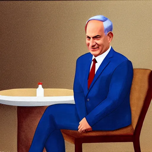 Image similar to benjamin netanyahu sitting in a toilet, photorealistic, studio