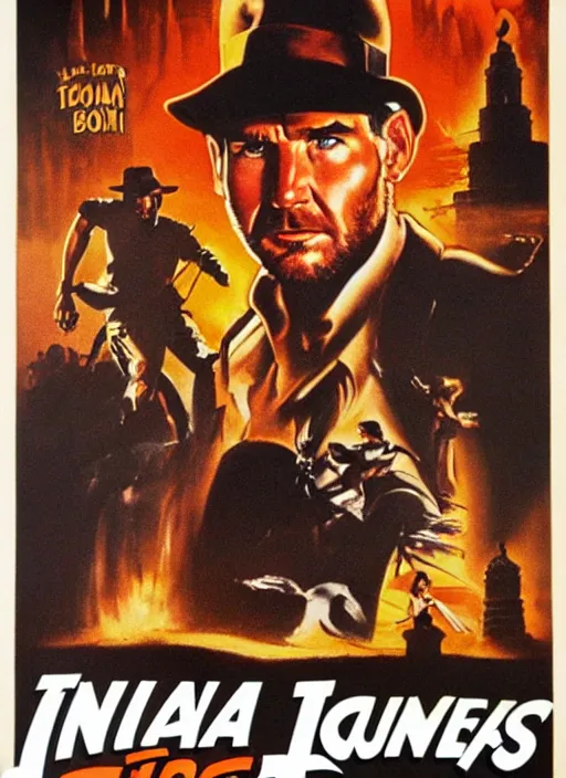 Prompt: 1 9 8 6 poster for indiana jones and the temple of boom