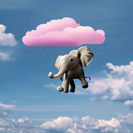 Prompt: flying elephant in the clouds