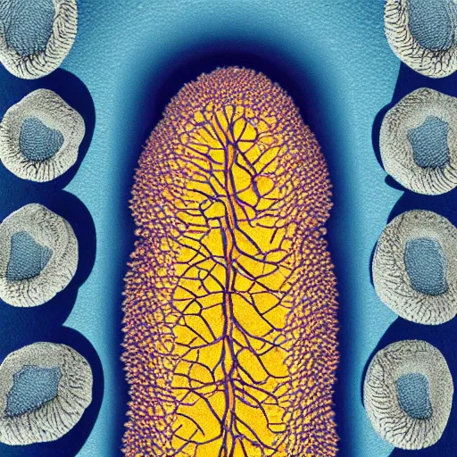 Image similar to tunneling electron microscope image of many mitochondria. false color. mit technology review. nature journal figure. nobel prize winning. ultra detailed 8 k tif