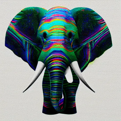 Prompt: a holographic elephant in the style of max loeffler