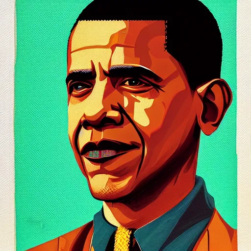 Prompt: Barak Obama profile picture by Sachin Teng, asymmetrical, Organic Painting , Matte Painting, geometric shapes, hard edges, graffiti, street art:2 by Sachin Teng:4