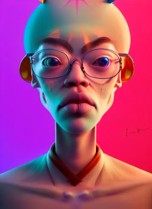 Image similar to colourful caricature - 3 d vfx art - of the sun, art style by james jean & hsiao - ron cheng, character concept art, unreal engine render, digital illustration, sharp, intricate detail, volumetric light, ray tracing, soft light, symmetric, pinterest, artstation, behance,