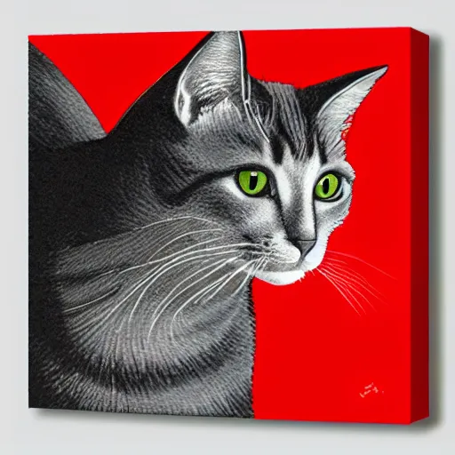 Prompt: a simple cat neon art profile portrait