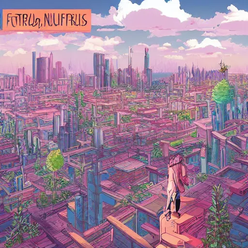 Image similar to future city covered by forest creature, flying, culture, smooth, by studio ghibli