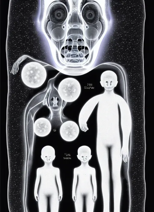 Image similar to mri image of a creepy family in the deep space scanner