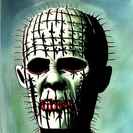 Image similar to Scary painting a pinhead from hellraiser 4k detail