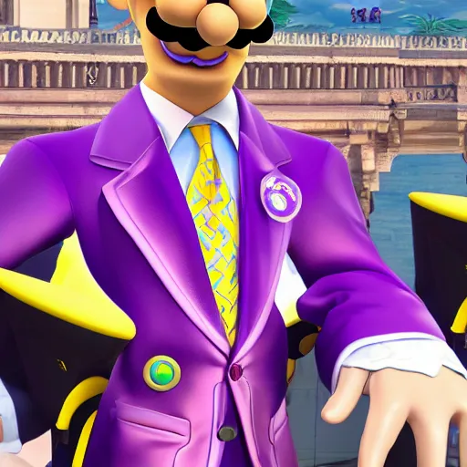 Image similar to president waluigi, 2 0 1 7, still, photograph, photo