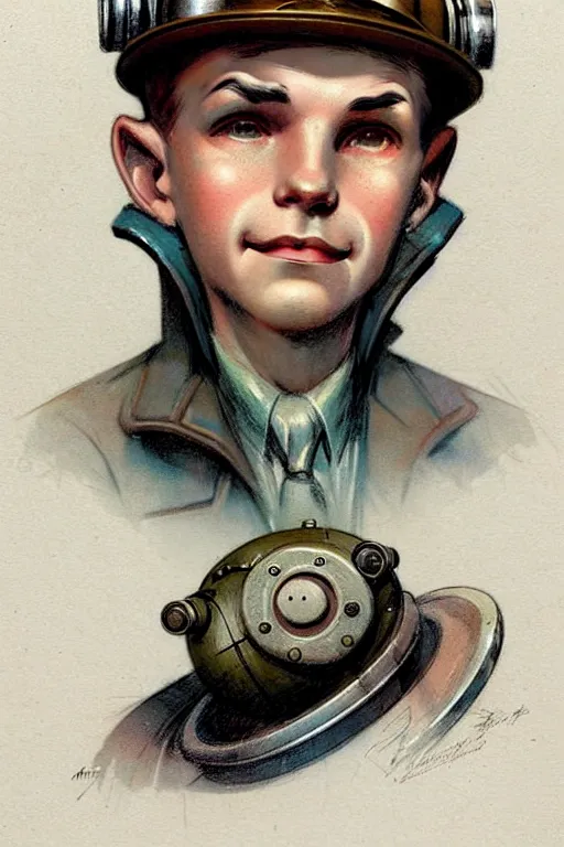 Image similar to ( ( ( ( ( 1 9 5 0 s retro future art deco steampunk boy inventer character portrait design. muted colors. ) ) ) ) ) by jean - baptiste monge!!!!!!!!!!!!!!!!!!!!!!!!!!!!!!