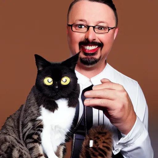 Prompt: Rickey Gervais but he is an actual cat