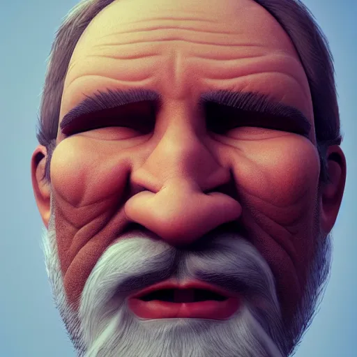 Image similar to portrait of an aging unshaven ((george jetson)) with eyes closed, intricate. detailed, octane render, trending on artstation, hyper realism, 4k.