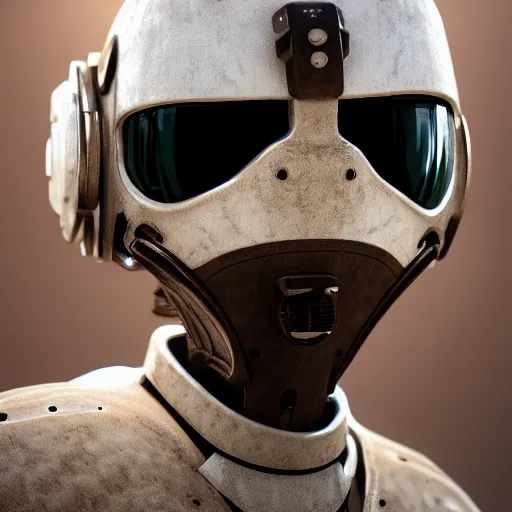 Image similar to portrait photography of a white steampunk space engineer suit, in an desert alien planet, ultra detail, beautiful light, high detail, 8 k, f / 2. 8, octane render