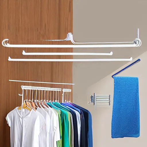 Image similar to Laundry Pole Clothes Drying Rack Coat Hanger, Ceiling Tension Rod Storage Organizer for Indoor, Vertical Storage, Adjustable Pole