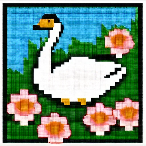 Image similar to Goose in flowers pixel art