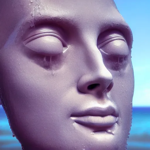 Image similar to a water manipulation sculpture in the shape of a human head, on the ocean water, cinematic, in the style of johnson tsang, long shot, hyper detailed, hyper realistic, ray tracing, 8 k resolution, sharp focus, realistic water, artstation