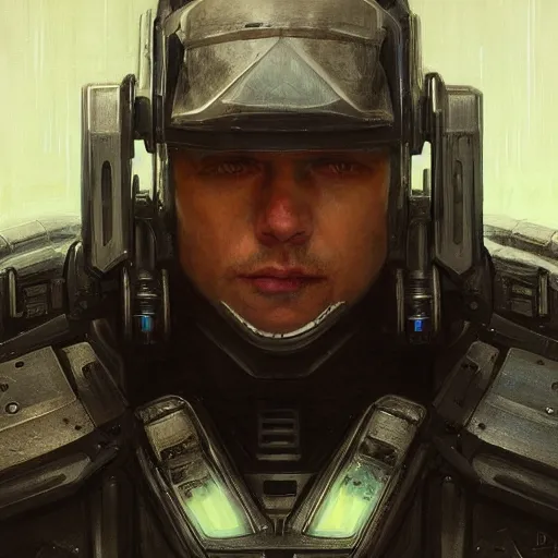 Image similar to realistic scifi cyberpunk knight, closeup portrait art by donato giancola and greg rutkowski, realistic face, digital art, trending on artstation, heart shaped helmet, symmetry!!!