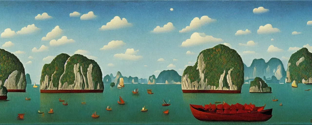 Prompt: Halong bay by Henri Rousseau