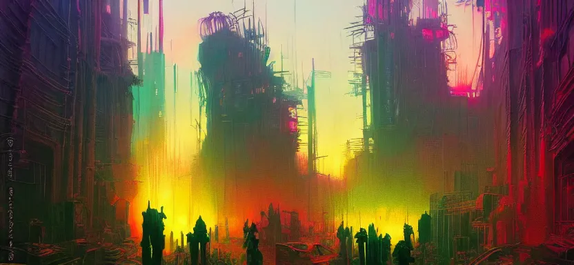 Image similar to beautiful masterpiece painting of a dystopian city in a future radioactive glowing swamp, cryogenic day spa treatment, grunge cyberpunk, by Remedios Varo and Anato Finnstark and Greg Rutkowski, dayglo pink, dayglo blue, by Craig Mullins, ilya kuvshinov, krenz cushart, artgerm, 8k, trending on ArtStation