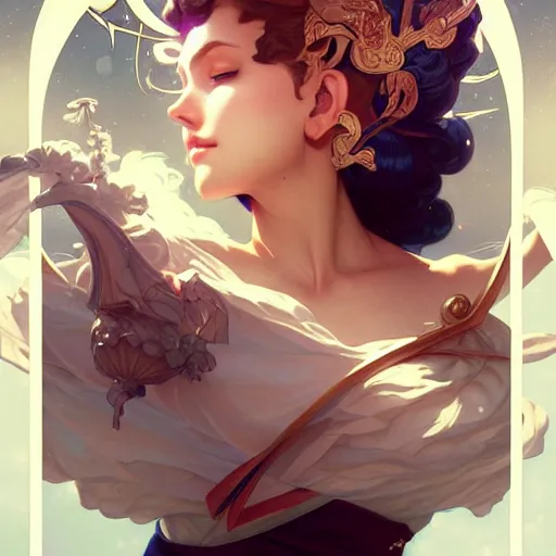 Image similar to Sailor Naptune, fantasy, intricate, elegant, highly detailed, digital painting, artstation, concept art, matte, sharp focus, illustration, art by Artgerm and Greg Rutkowski and Alphonse Mucha