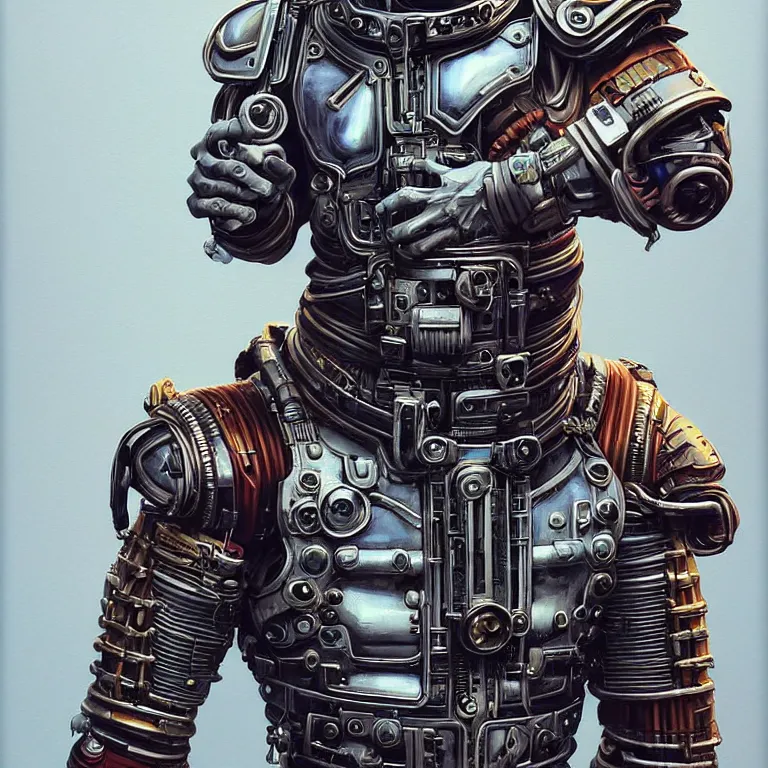 Image similar to a portrait of a muscular anthropomorphic cyberpunk baboon in spacesuit armor with ensignia on chest plate by sandra chevrier, by jon foster, detailed render, pistol in holster, extremely hyperdetailed, tape deck, epic composition, cybernetics, 4 k realistic, cryengine, realistic shaded lighting, sharp focus, masterpiece, by enki bilal