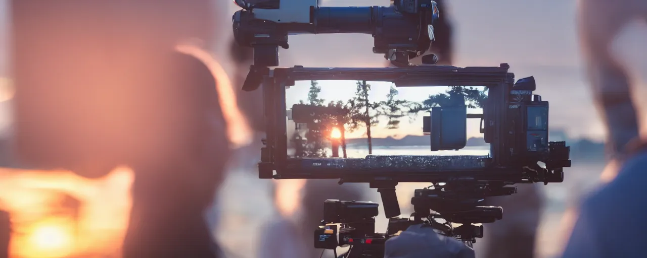 Image similar to 3 / 4 mid close up shot of a person in a mcdonald's commercial filmed by autumn durald at sunset shot with an alexa lf and panavision t - series anamorphic 4 0 mm lens at t 2. 0